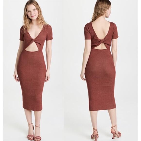 Naadam Reversible Cashmere Blend Ribbed Twist Dress Size Small - Picture 1 of 13